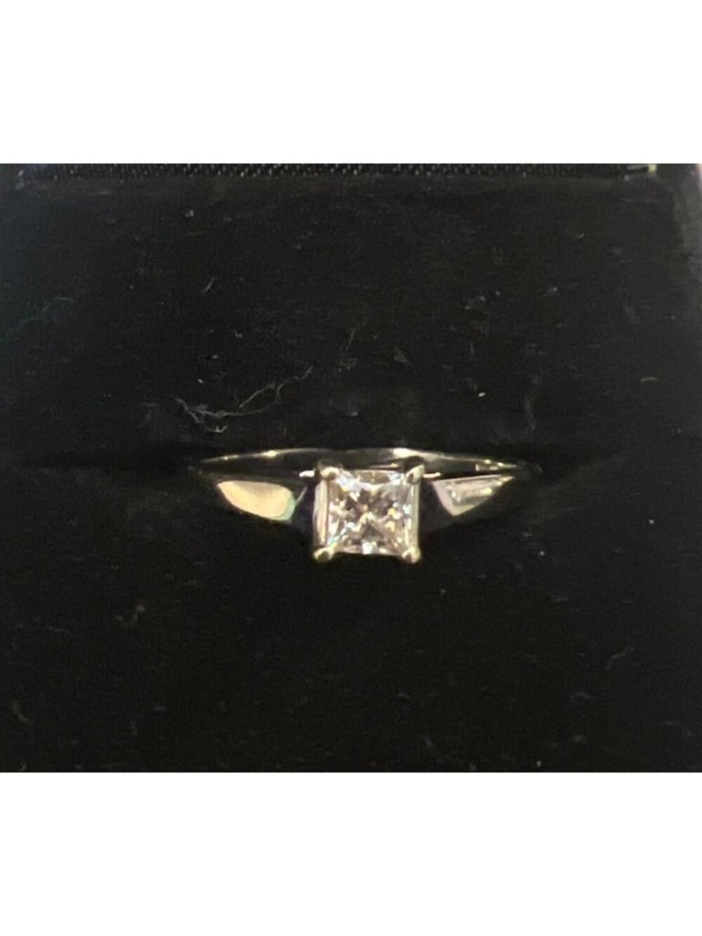 14K Princess-Cut Solitaire Diamond Engagement Ring In White Gold Size 6.5 Riam - Picture 3 of 16